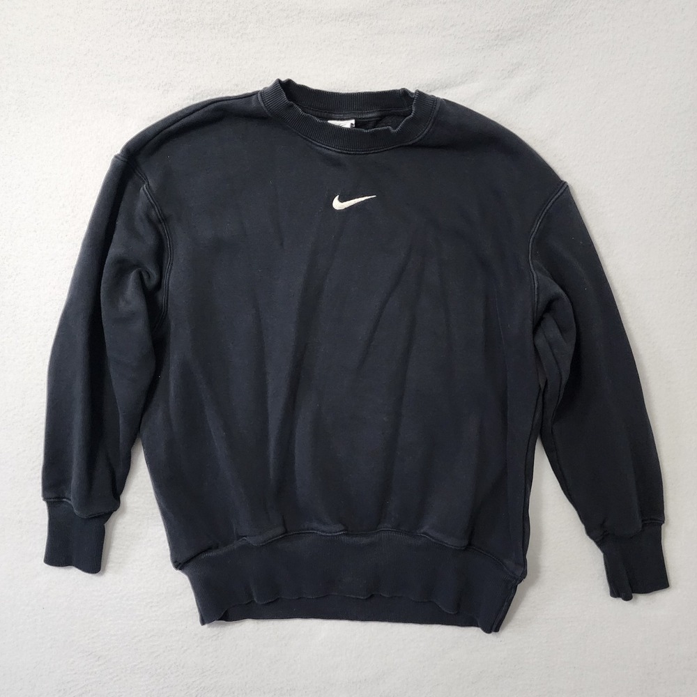 Nike Crewneck Sweatshirt Womens XS Black Center Check Swoosh Pullover Skater